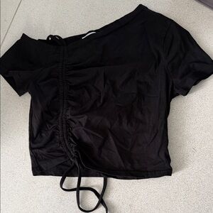 Superdown Black Ruched Crop Top